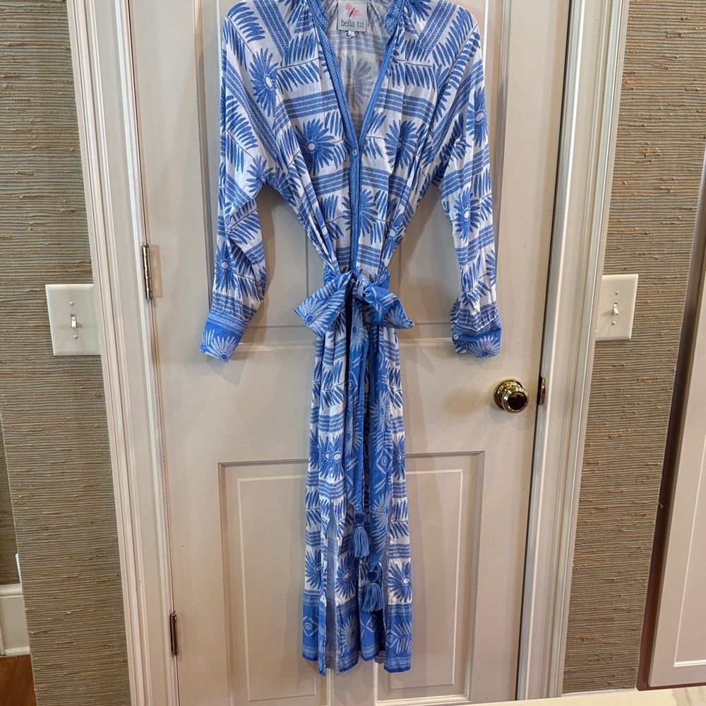 Blue Patterned Midi Dress